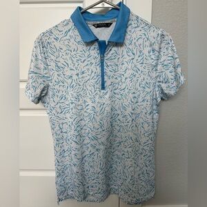 Levelwear Women’s Golf Polo Shirt Blue & White Print